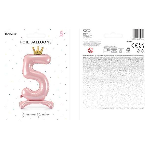 Partydeco Ballon Zahl 5 auf fuss - Rosa (1x) (FB126M-5-081J)