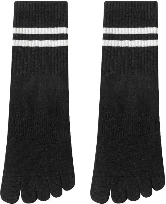 INF Baumwoll Yoga Socken mit Anti-Rutsch-Noppen für Pilates, 2 Paar Schwarz