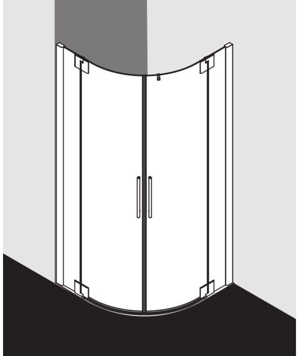 Kermi Pasa XP Viertelkreis-Pendeltür PXP5010018VAK 100x100x185cm, Radius 50cm, silber hochglanz, ESG klar