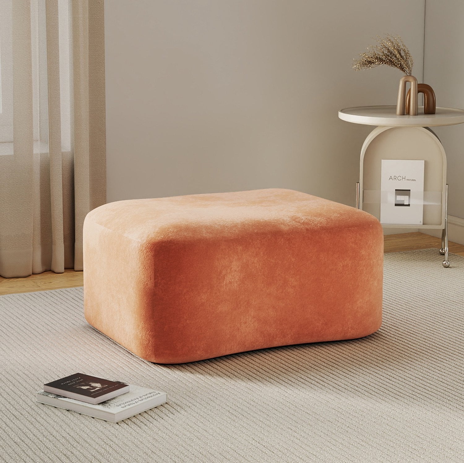 CHICFURN Hocker Oranje Velvet Soft Body