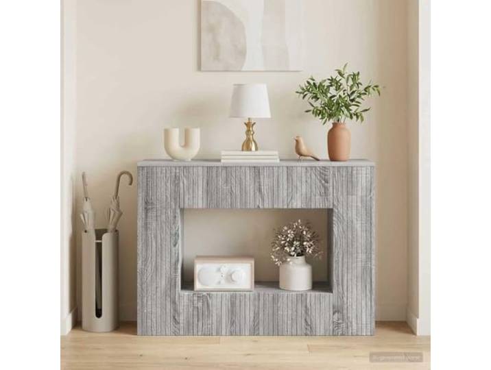 ZXQVLMRS Konsolentisch, Holzwerkstoff Ablagetisch, Grau Sonoma, 101x29x74 Schlankes Design, Mit Schubladen & Regalen, Vielseitig einsetzbar