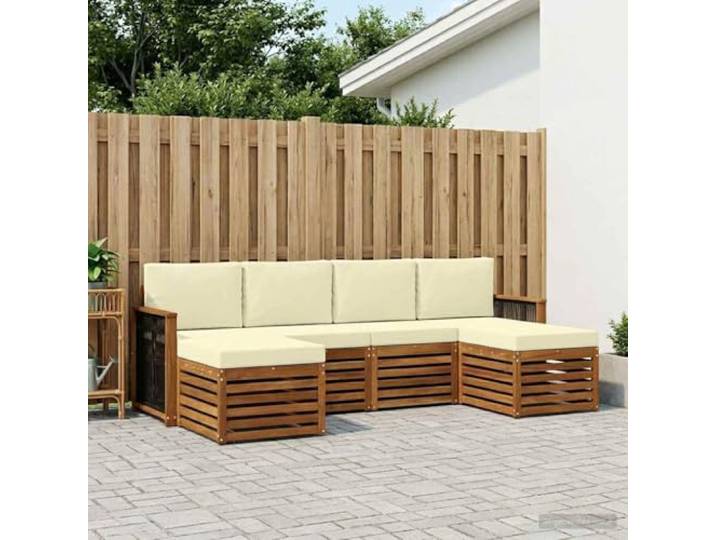 HFMDRMU Outdoor-Möbelset aus massivem Akazienholz, modulares Sofa für Terrasse und Garten, wetterbeständig mit lackierter Oberfläche, langlebiges Design mit Armlehnen und Rückenlehnen