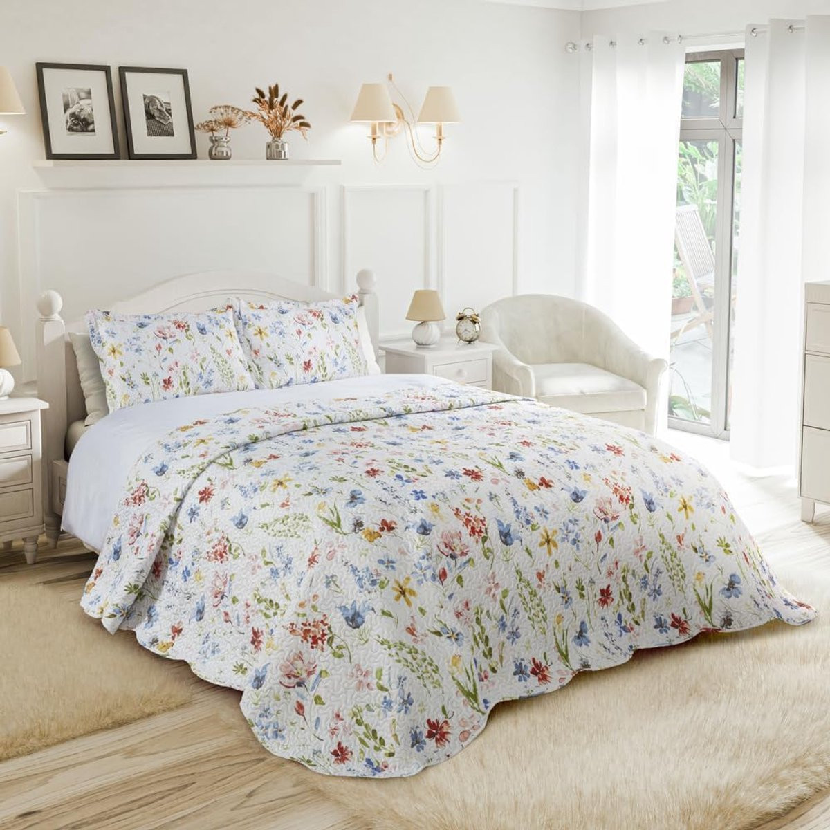 Famanu Gewatteerde patchwork sprei set dubbel voor bed of bank