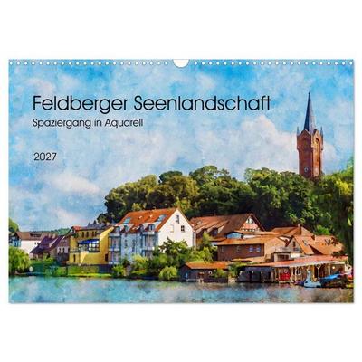 Feldberger Seenlandschaft - Spaziergang in Aquarell (Wandkalender 2027 DIN A3 quer), CALVENDO Monatskalender
