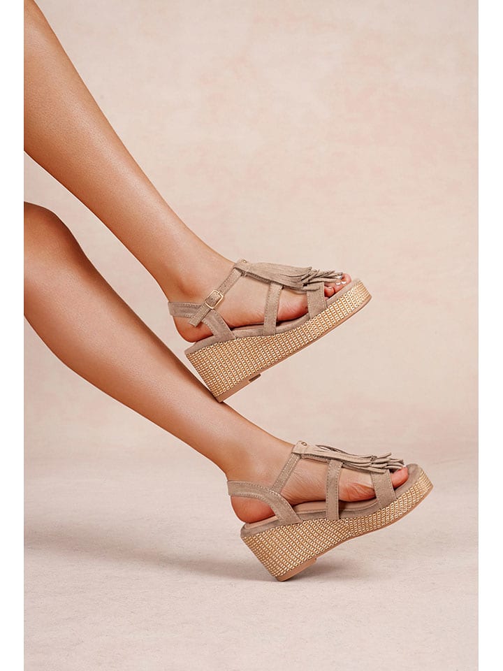 Foreverfolie Keilsandaletten in Khaki - 40