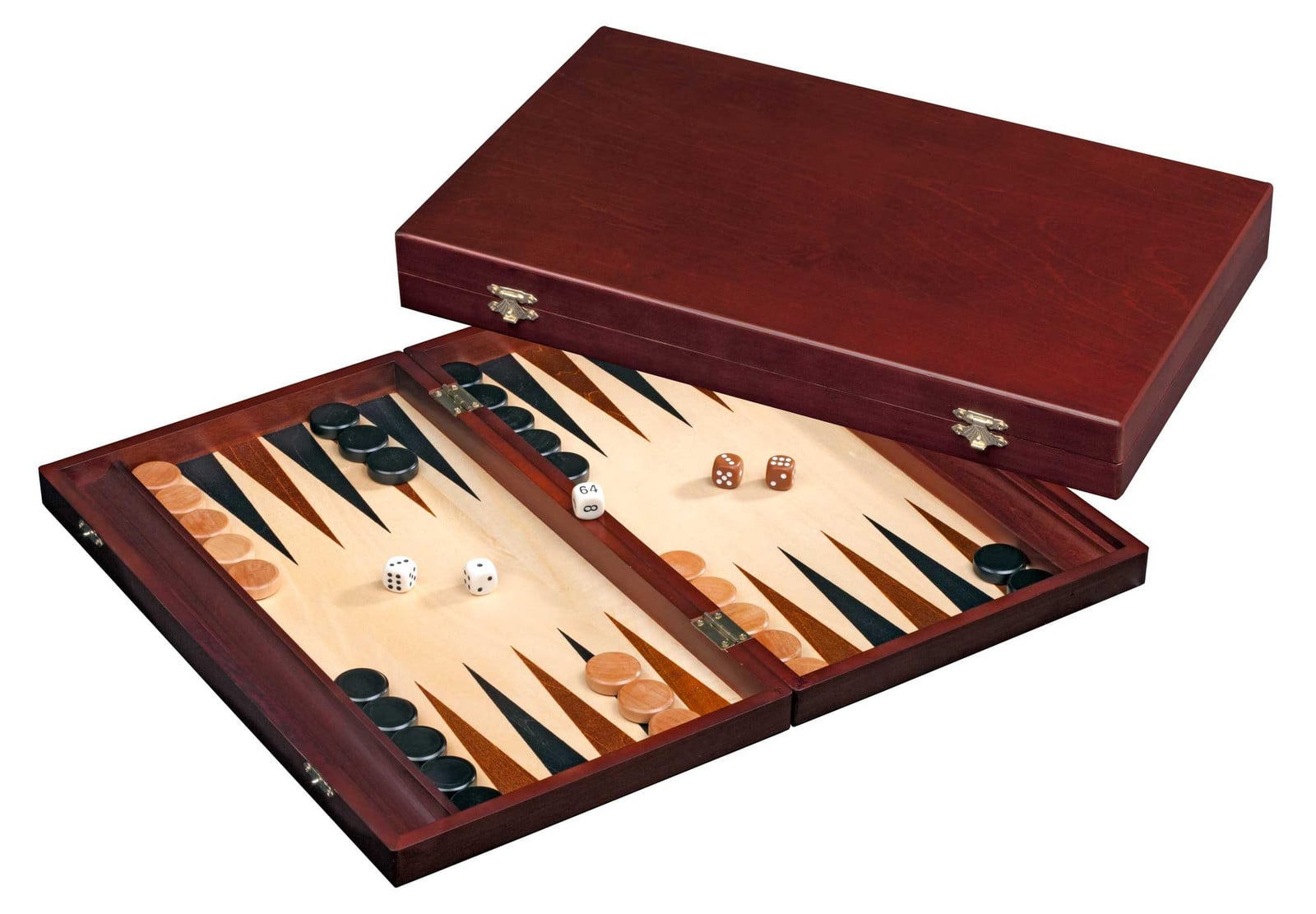 Philos Backgammon houten koffer bruin 41 x 24 cm