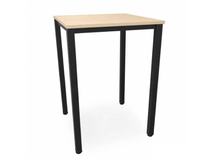 EIGENTLICH Stehtisch Gestell Schwarz, H112,5 cm (Ahorn, 80x80 cm) Büro Besprechungs-Stehtisch quadratische Beine Stahlrohr, Meetingtisch Bartisch aus eigener Fertigung für Privat und Gewerbe