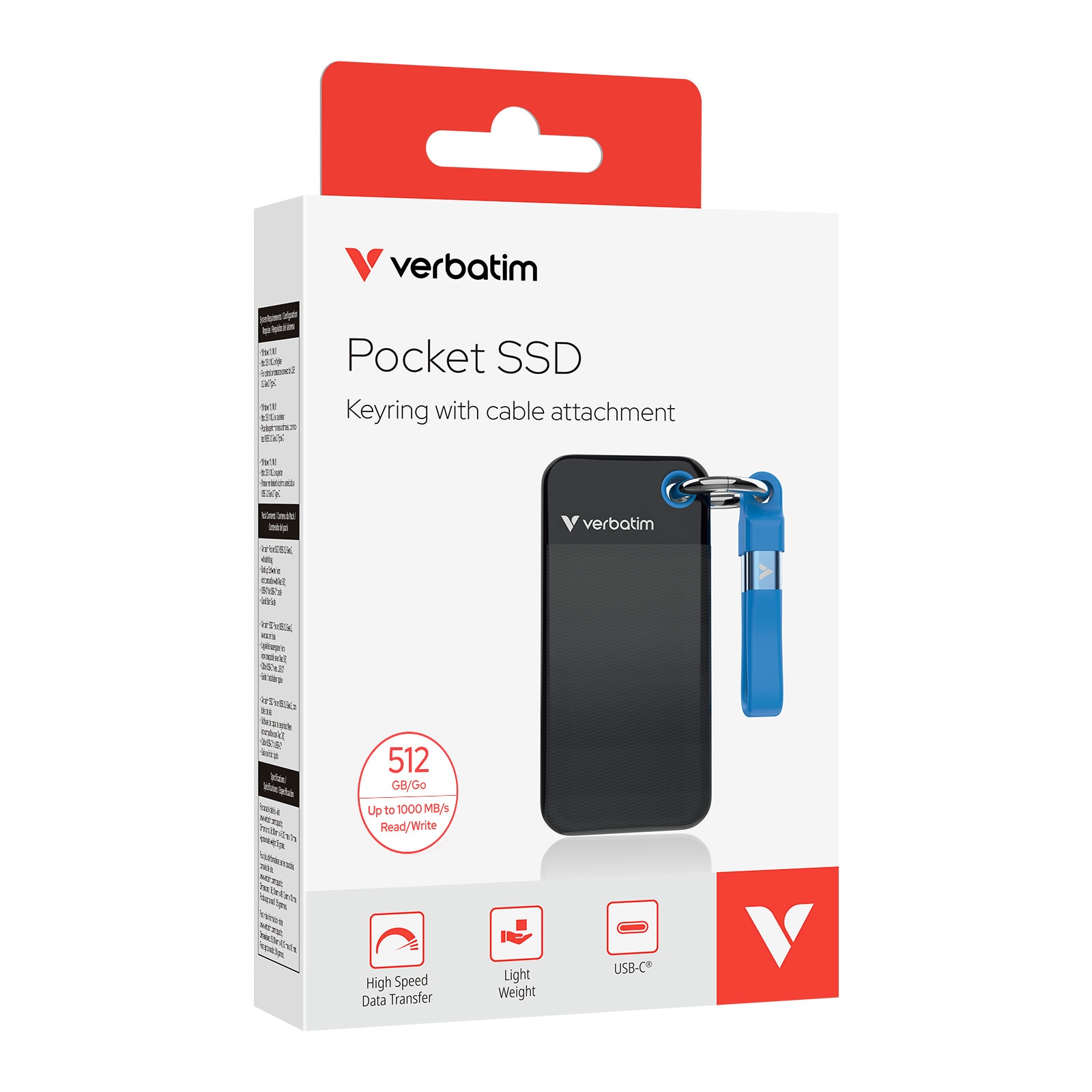 Verbatim Pocket SSD 0.5 TB externe Festplatte (SSD) USB-C Schwarz