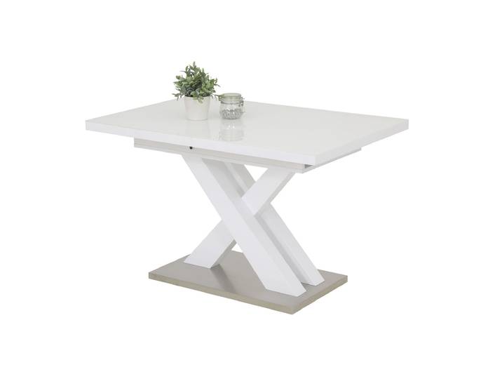 Esstisch 120 - 160 cm ausziehbar weiß hochglanz - ELVIRA