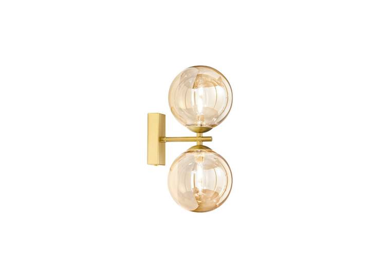 Wandleuchte Luce Ambiente e Design, Goldfarben, Champagner, Metall, Glas, rund, 15x34x16.5 cm, Lampen & Leuchten, Innenbeleuchtung, Spots & Strahler, Wandstrahler