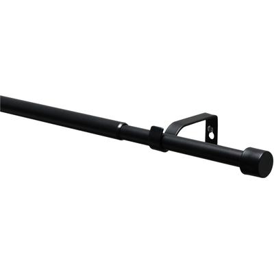 Gardinenstange GARDINIA "Gardinenstangen Set Kos", schwarz (schwarz, matt), Ø:19mm, Metall, Gardinenstangen, mit Bohren, Schrauben, Wandmontage, Metall, Ø 19/16 mm