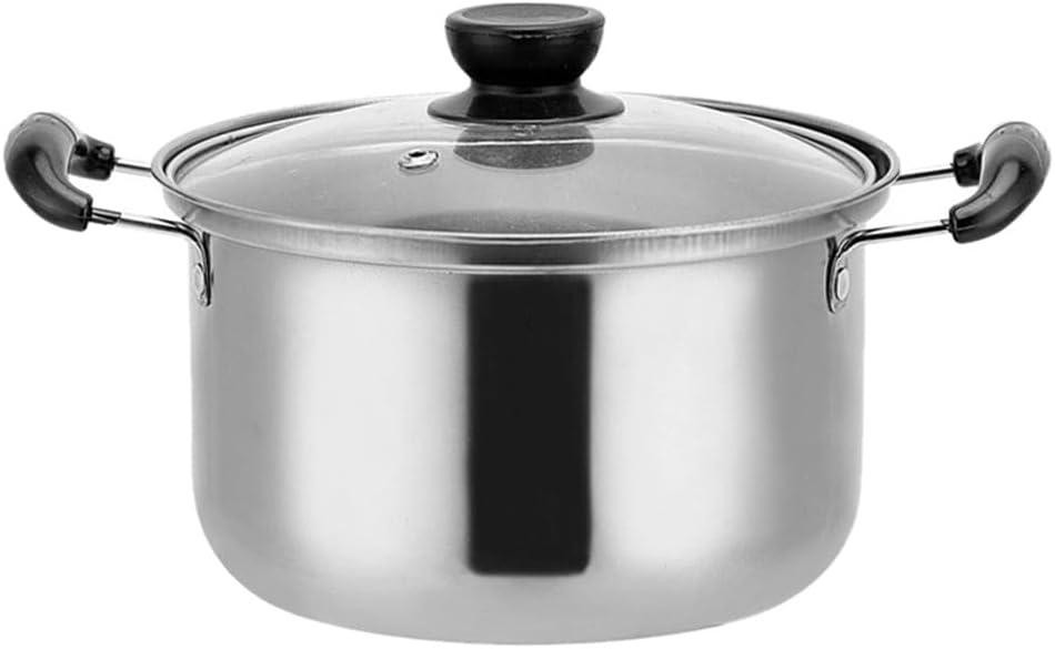 Merkloze kookpan van RVS met glasdeksel, 16 cm