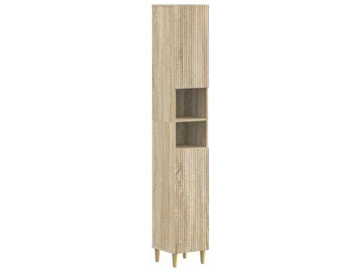 WEMYUFURN Badezimmerschrank mit offenem Regal ARNHEM Sonoma-Eiche Holzwerkstoff, feuchtigkeitsbeständig, umkehrbare Tür, mehrere Regale, offene Ablage, einfache Pflege