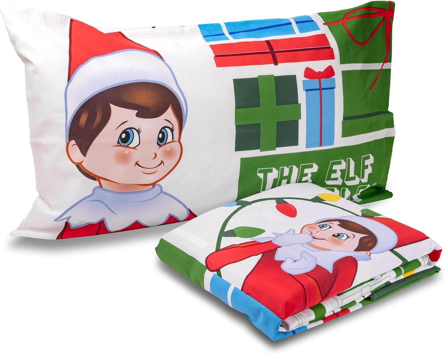 The Elf On The Shelf Eenpersoons Beddengoedset met Bedlaken en Kussensloop van 100% Katoen