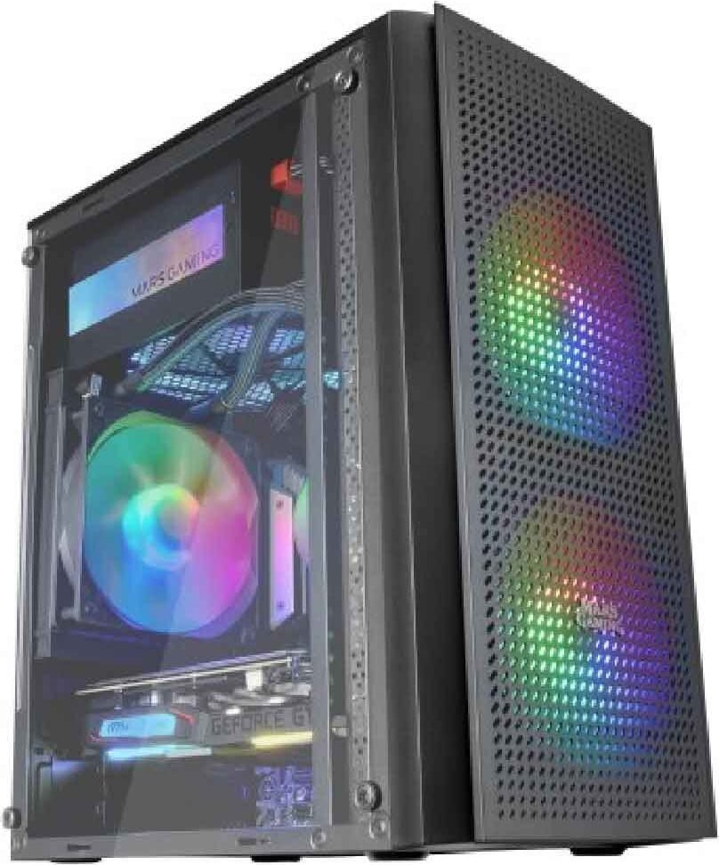 Mars Gaming MC300 Mini-tower PC behuizing, zwart, micro ATX, Mini-ITX, Breedte: 16 cm