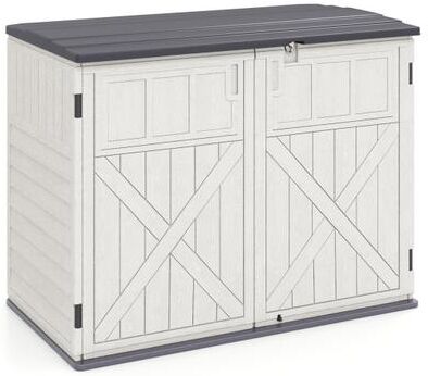 Costway 20 Cu.Ft Horizontal Resin Storage Shed with Adjustable Shelf-White