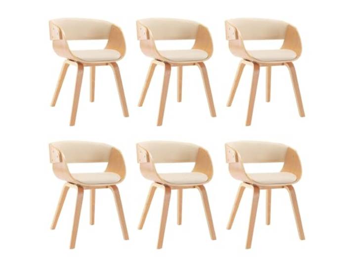 Tmriohed 6er Set Esszimmerstühle Polsterstuhl Bugholz Kunstleder Creme Bequeme Polsterstühle mit gebogenem Holzrahmen für Esszimmer und Küche, pflegeleichte Kunstleder-Sitzfläche im 6er Set.