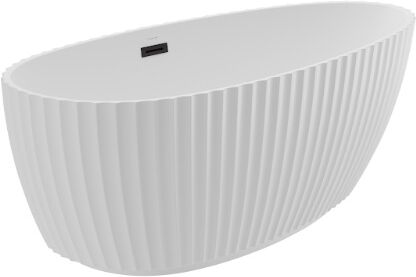 The North Bath Loki wanna wolnostojąca RYFLOWANA 170x80cm z przelewem i korkiem CZARNYM 6402-1701-7178RYFBL
