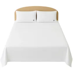 Benetton - 4-teiliges Doppelbett-Set: Bettlaken (180x290cm), Spannbetttuch (120x200cm), 2 Kissenbezüge (50x80cm), 100 % weiße Baumwolle
