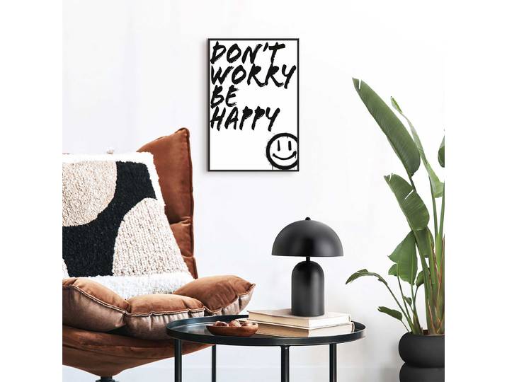 Kunstdruck Don´t Worry MDF - Mitteldichte Holfaserplatte Schwarz/Schwarz/Weiß 20 x 30 x 1cm