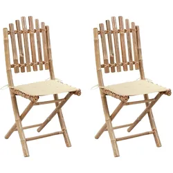 vidaXL Klappbare Gartenstühle 2 Stk. mit Kissen Bambus