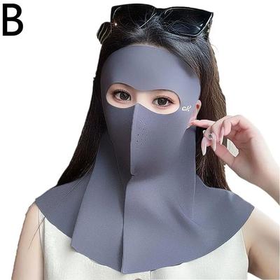 Inspire Select Womens Ice Silk Anti UV Face & Neck Cover Mask Breathable Sunscreen Veil For Summer Cycling & Outdoor Sports dark Gray