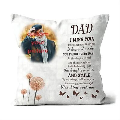 Individuelle Erinnerungs-Kissenbezug Foto Kissenbezug Wurfkissen Mitgefühl Geschenk Personalisierte Erinnerungs-Geschenke Papa Ich Vermisse Dich