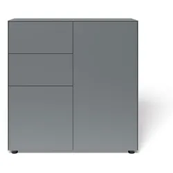 Container mit 2 Türen und Schubladen Connect MDF graphit matt lackiert grau H 102 cm 100x102x48