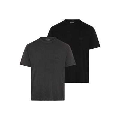 T-Shirt BOSS, Herren, Gr. M, schwarz-weiß (open grau 064), Jersey, Obermaterial: 100% Baumwolle, Rundhals, Shirts T-Shirt, Ton in Ton Stickerei