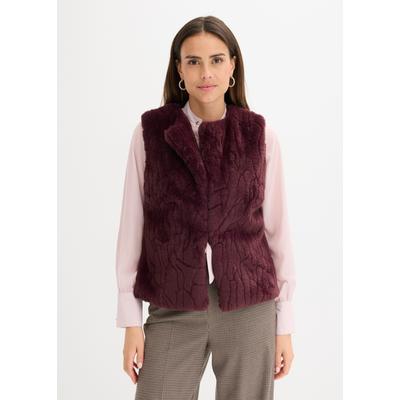 Fellimitatweste BONPRIX, Damen, Gr. 48, rot (weinrot), Obermaterial: 100% Polyester. Futter: 100% Polyester, gerade, Westen, mit gerader Passform, aus Polyester
