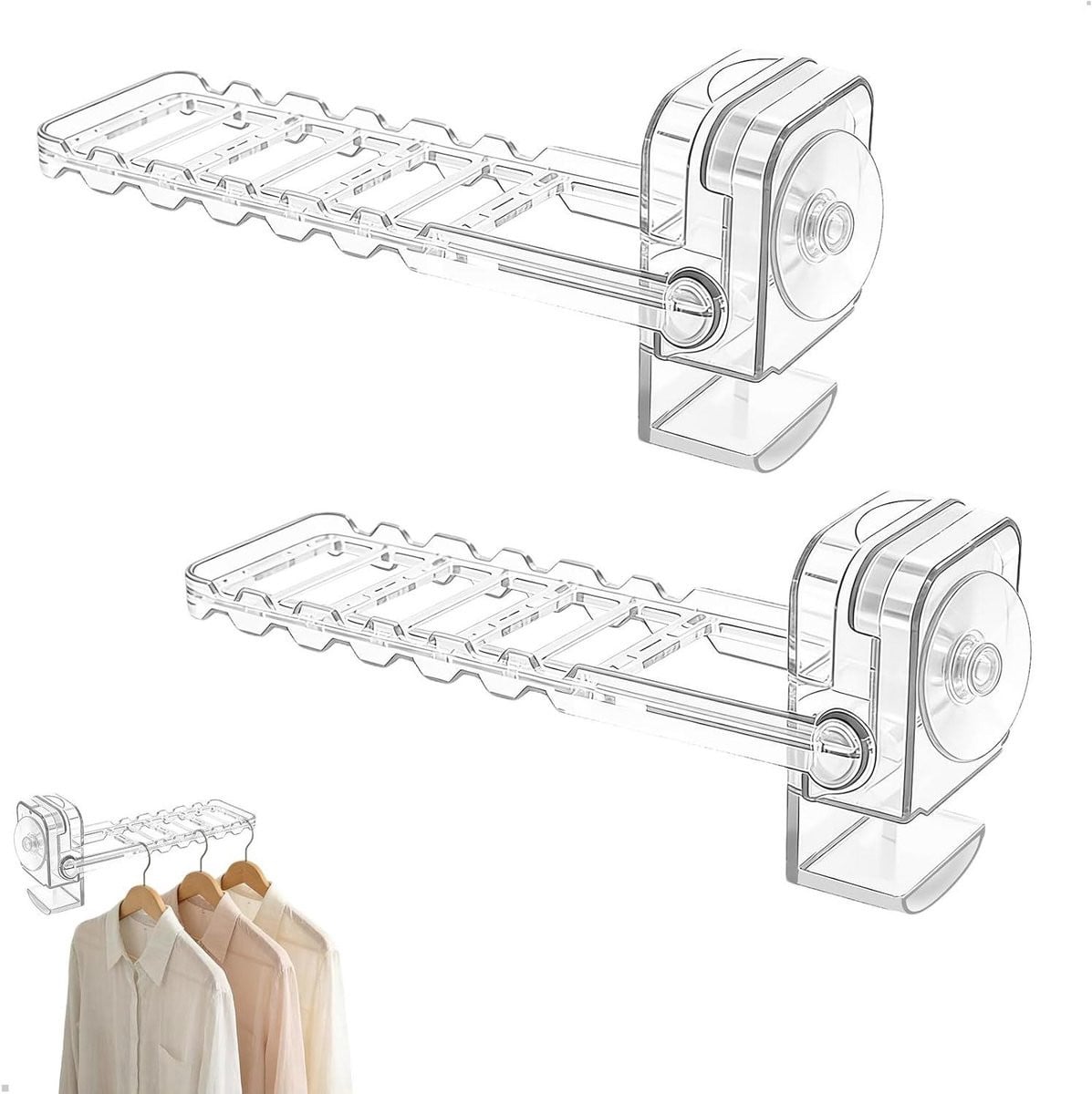 Set van 2 Wandkapstokken met Zuignap - Inklapbare Deurkapstokken - Kristalwit