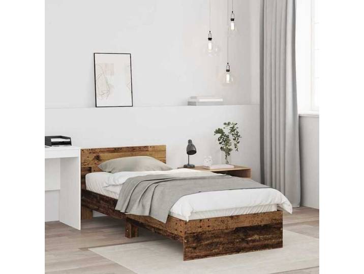 Top sélection Lit Bois Marron - Cadre de lit - ECOHOME - 1 Places - Bois Ancien 90 x 190cm - bois d'ingénierie - 8066