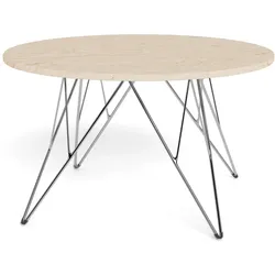 Actona »Prunus« Couchtisch rund Travertin beige, Gestell Chrom Ø 80x46,4 cm / Travertin beige