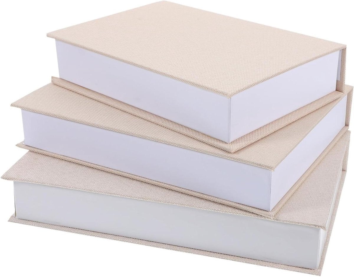 Decoratieve Boeken Set van 3 stuks - Nep Boeken Opbergdozen - Beige