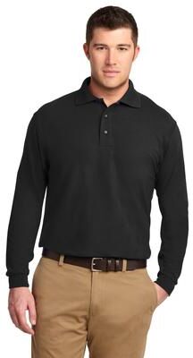 Port Authority K500LS Silk Touch Long Sleeve Polo Shirt in Black size XS
