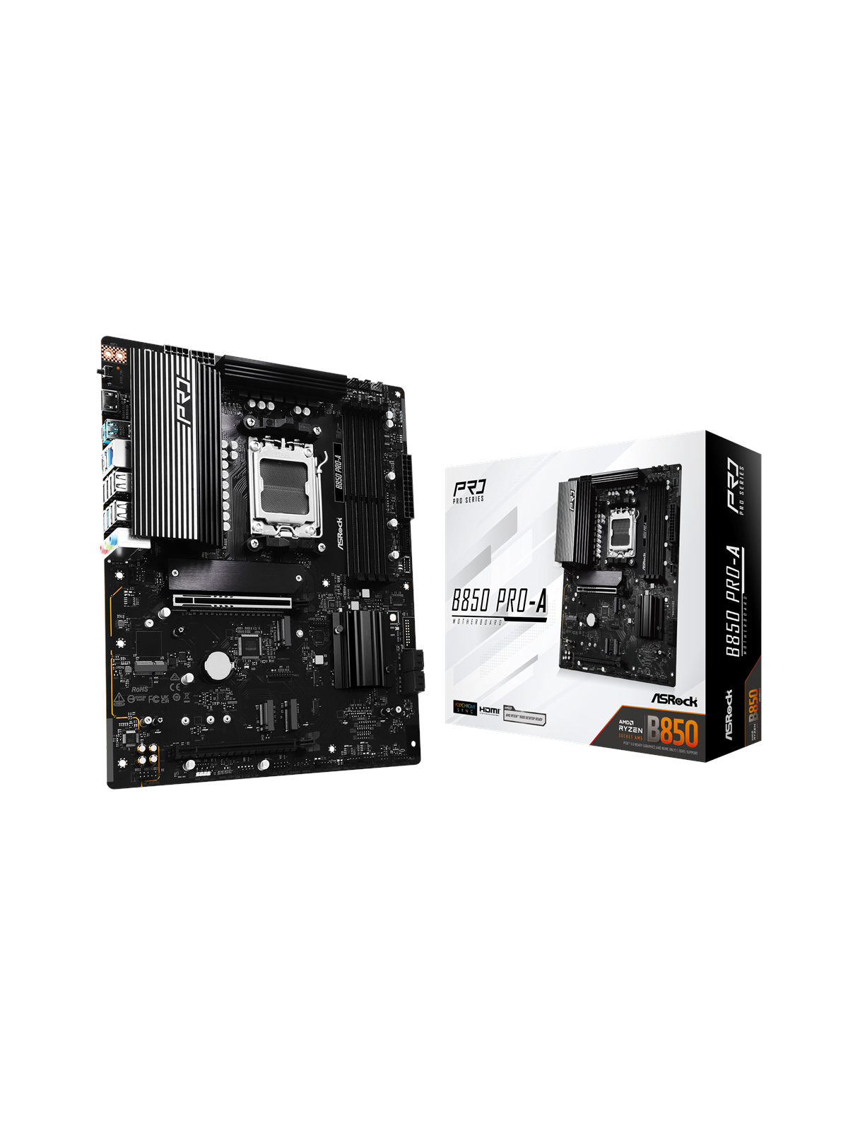 ASRock B850 Pro-A Mainboard - AMD B850 - AMD AM5 - DDR5 RAM - ATX