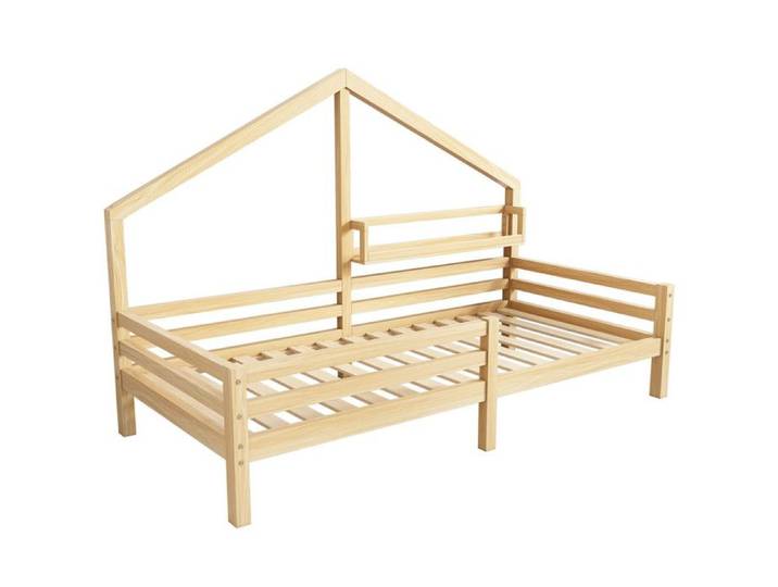 Lit enfant en bois massif 90x200 avec barrières lit cabine enfant 90x200 avec sommier cadre de lit simple avec