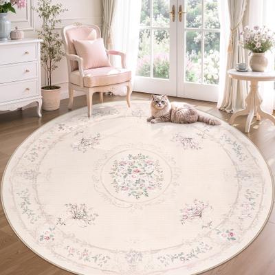 Bluebell Boho Vintage Floral Area Rug, Washable Non-Slip Oeko-Tex Certified