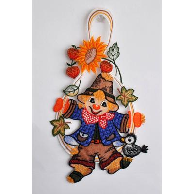 Fensterbild STICKEREIEN PLAUEN, bunt, B:36cm H:19cm, Polyester, Fensterbilder
