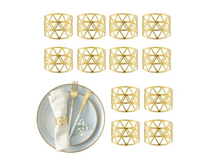 Relaxdays 48x Serviettenringe, gold