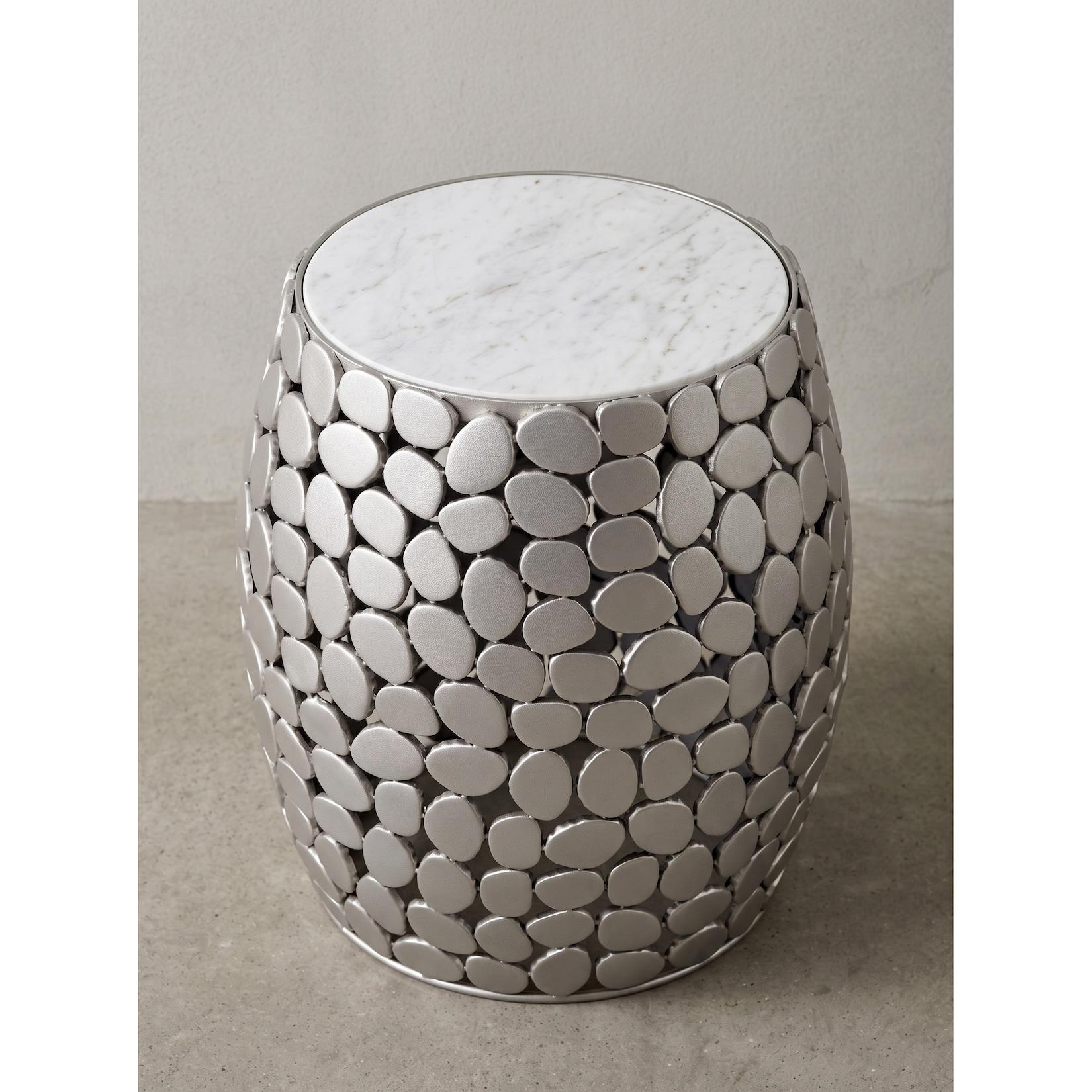 Beistelltisch Marmor Silber-Weiß Ø 40x46 cm - DIEMEL Kadima Design