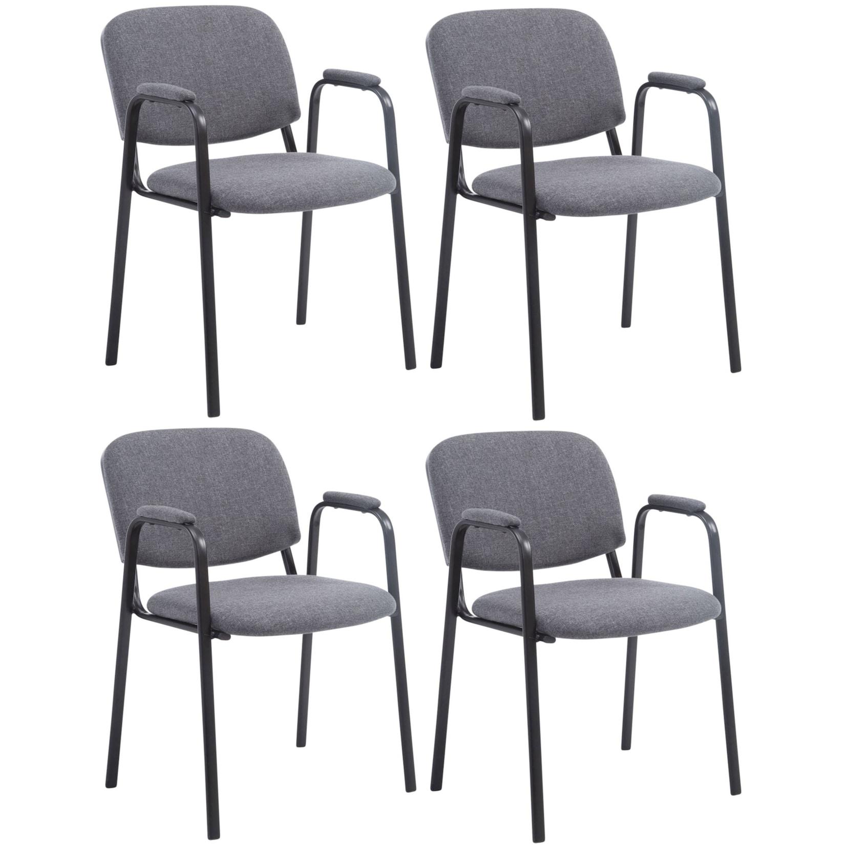 CLP 4er Set Besucherstühle Ken PRO Stoff - Farbe: grau