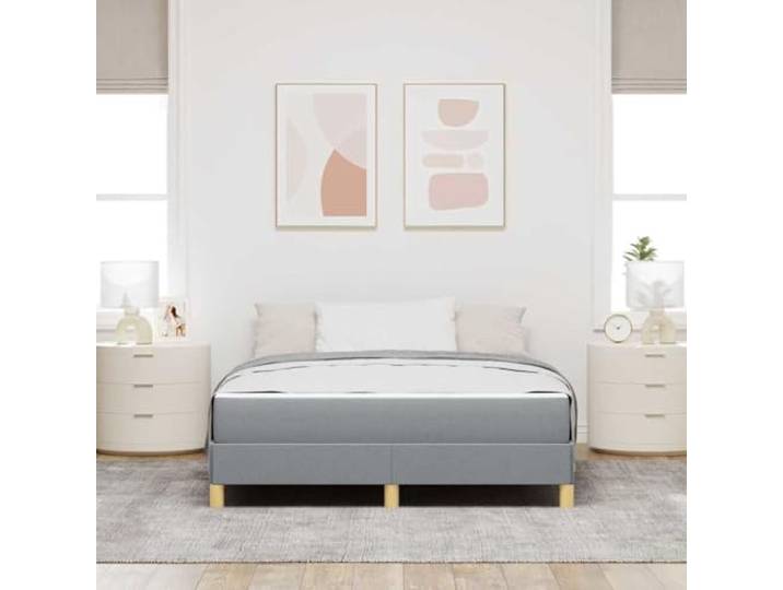 KTHLBRH Boxspringbett mit Matratze hellgrau 160 x 200 cm Stoff Integrierter Behälter, Holzkonstruktion, modernes Design, einfache Montage