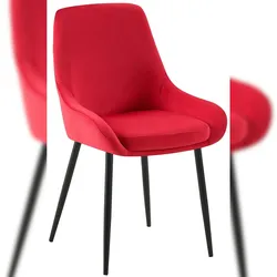 Proregal CHEFGASTRO Esszimmerstuhl GUADALAJARA Samt Schwarz HxBxT 86x50x53cm Samt Rot Küchenstuhl