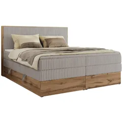 BOXSPRINGBETT WOOD CLASSIC KING 180/200 - Hellgrau Cord - H3