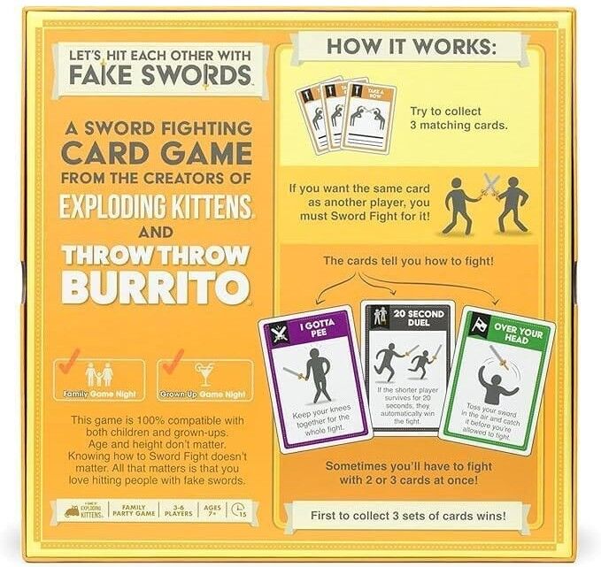 Let's Hit Each Other With Fake Swords (Small Box) - Family-Friendly Card Game for 2-4 Players, Ages 6+, by Exploding Kittens