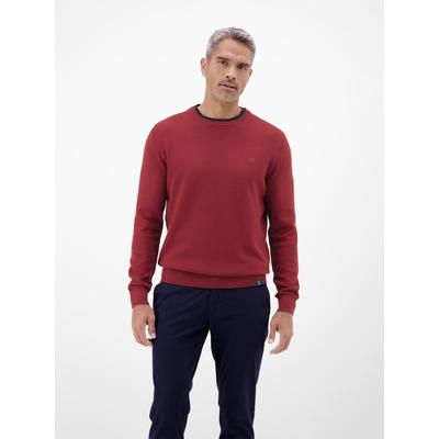 Strickpullover LERROS "Herren Strickpullover in Twist-Struktur", Herren, Gr. XXL, rot (maple rot), 100% Baumwolle, Rundhals, Pullover Strickpullover, Rundhalsausschnitt, weicher Stoff, langärmlig, normale Passform