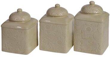 HiEnd Accents Savannah Floral Damask Ceramic Canister Set, 3PC
