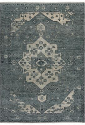 Alora Decor Abby Blue and Ivory Medallion Hand-knotted Wool Area Rug