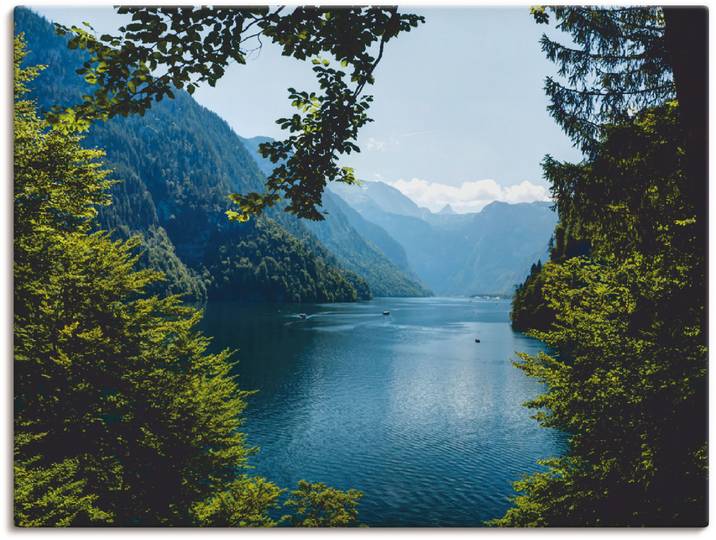 Wandbild ARTLAND Malerwinkel Königssee- Alpen , blau (farbe bild(er): blau), B:60cm H:45cm, Bilder, Wandbild, als Leinwandbild, Poster in verschied. Grössen